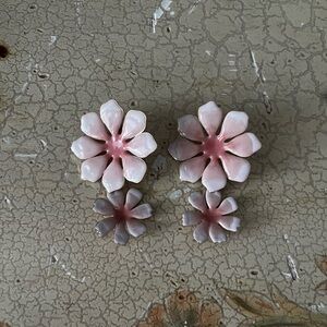 Anthropologie Floral Pink Earrings